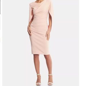 NEW Betsy & Adam Blush Ruched Caped Sheath Dress 4